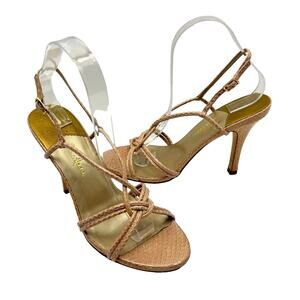 Cole Haan Sari Air Neutral Reptile Snake Strappy Stiletto Heel Open Toe Sandals